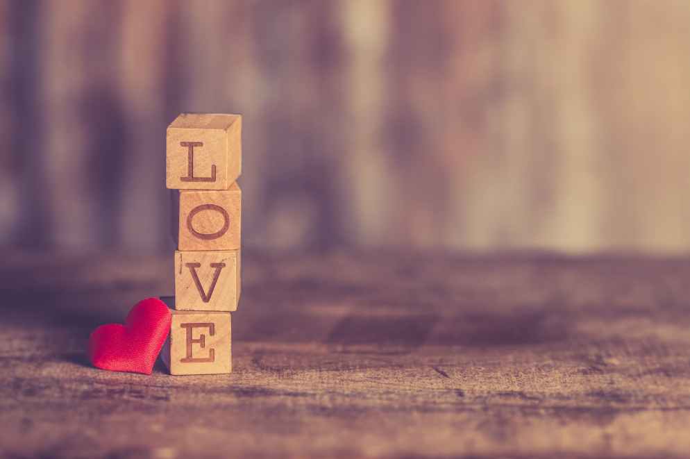 stack of love wooden blocks